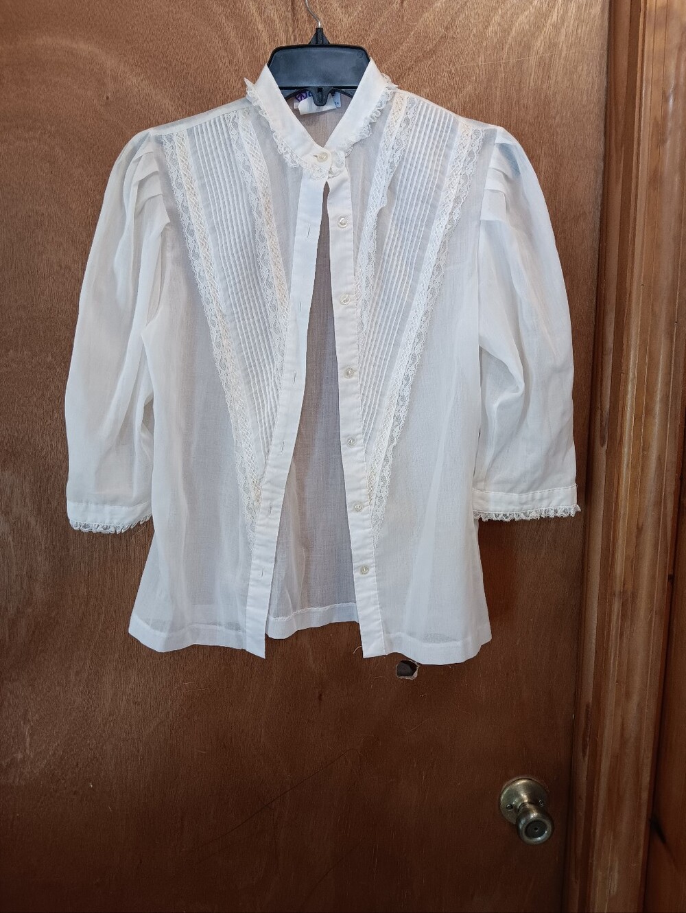 Women's White Lace Pintuck Blouse